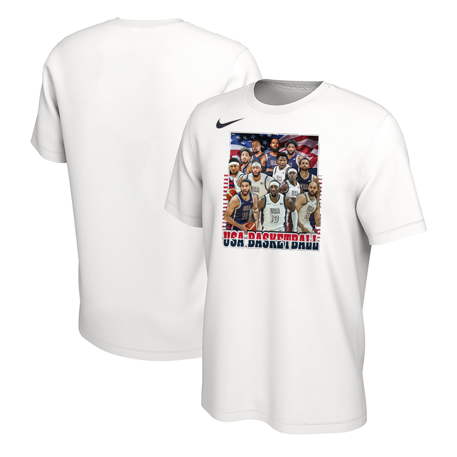Men 2024 USA Champions white nike t shirts->nba t-shirts->Sports Accessory
